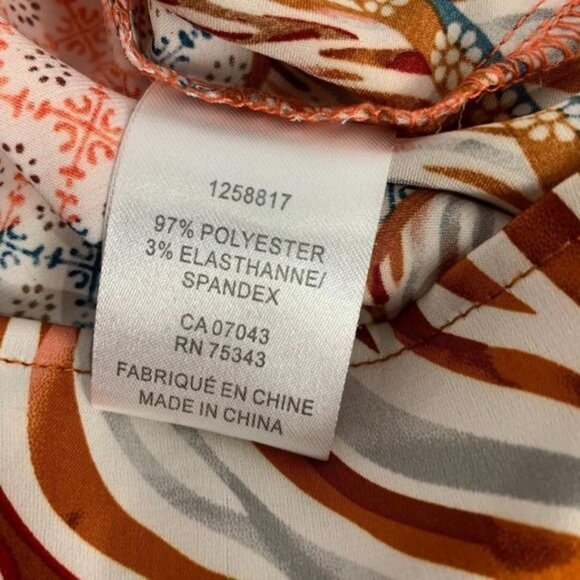Rachel Roy Womens Size XS Multi-Pattern Top In Orange & Brown - Picture 5 of 7